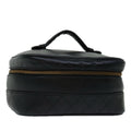 CHANEL Bicolole Vanity Cosmetic Pouch Leather Black CC bs13181