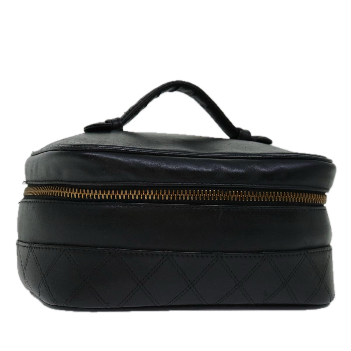 CHANEL Bicolole Vanity Cosmetic Pouch Leather Black CC bs13181