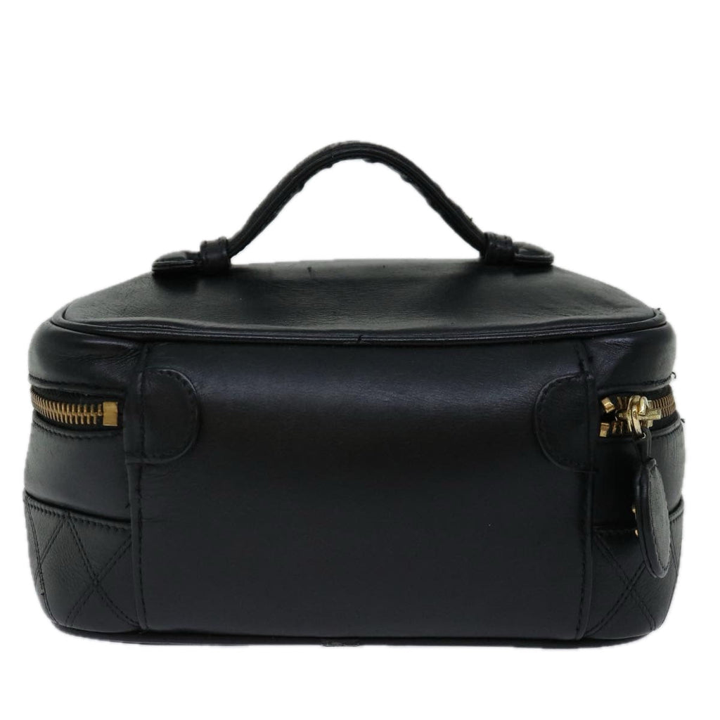 CHANEL Bicolole Vanity Cosmetic Pouch Leather Black CC bs13181