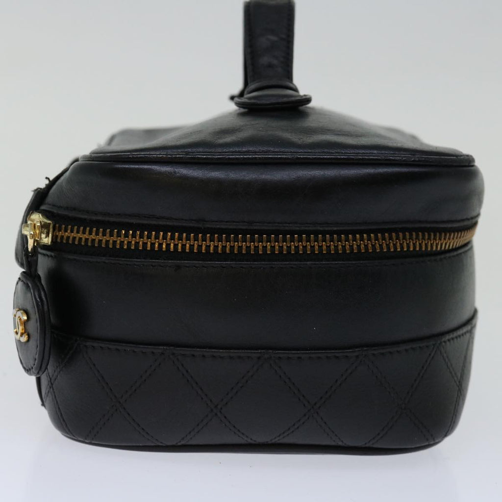 CHANEL Bicolole Vanity Cosmetic Pouch Leather Black CC bs13181