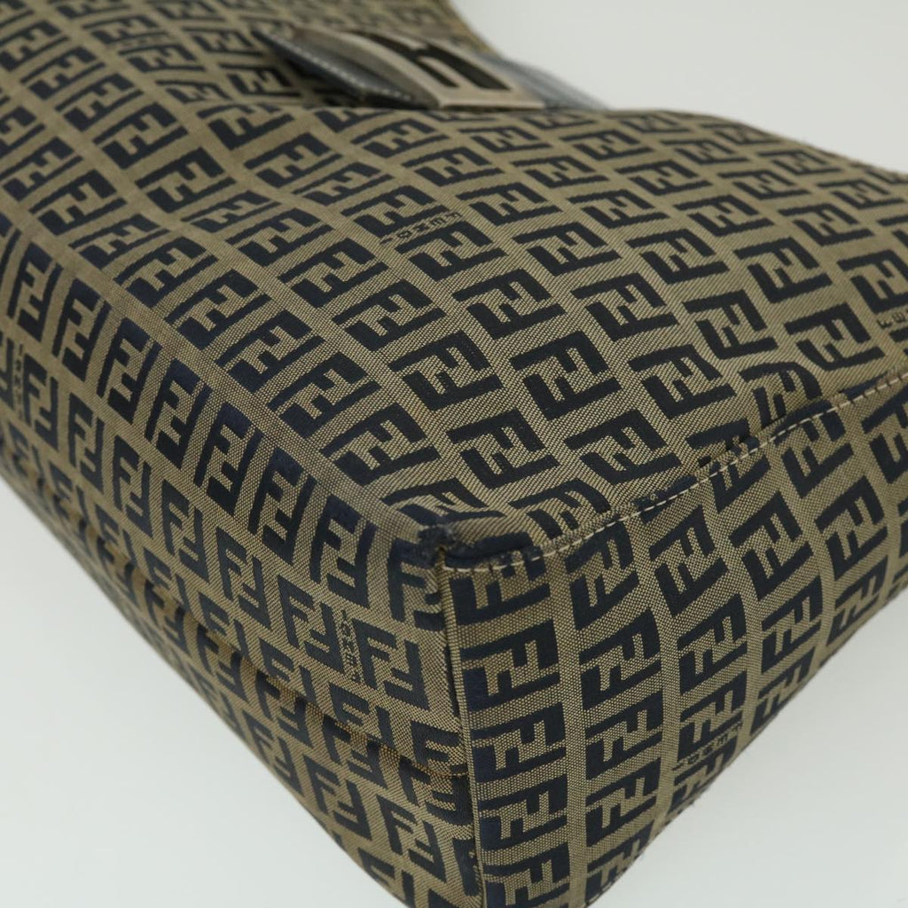 FENDI Zucchino Canvas Mamma Baguette Shoulder Bag Navy bs1329