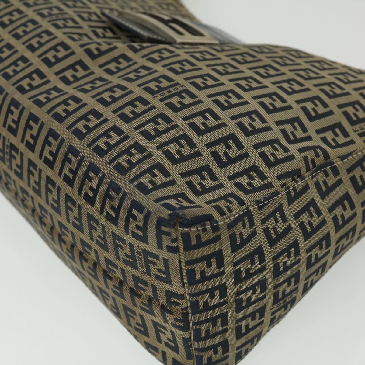 FENDI Zucchino Canvas Mamma Baguette Shoulder Bag Navy bs1329