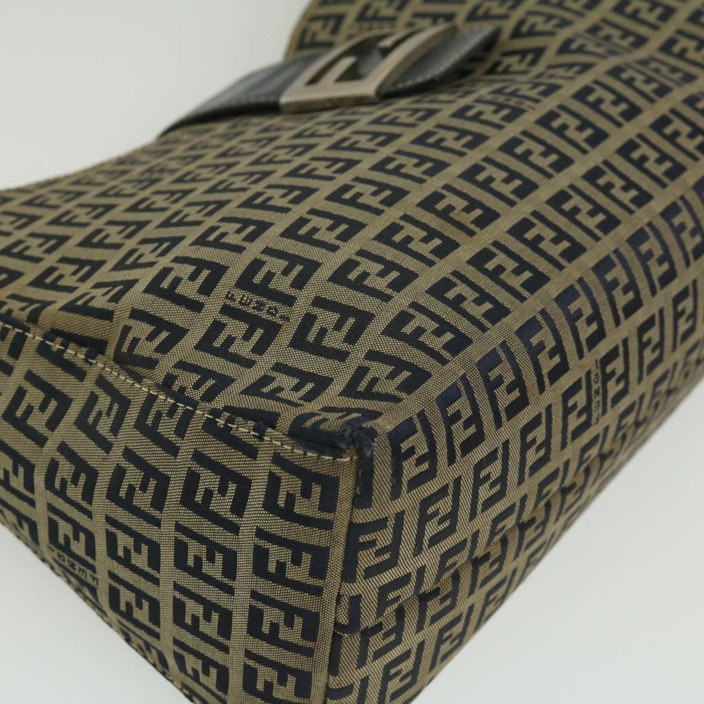 FENDI Zucchino Canvas Mamma Baguette Shoulder Bag Navy bs1329