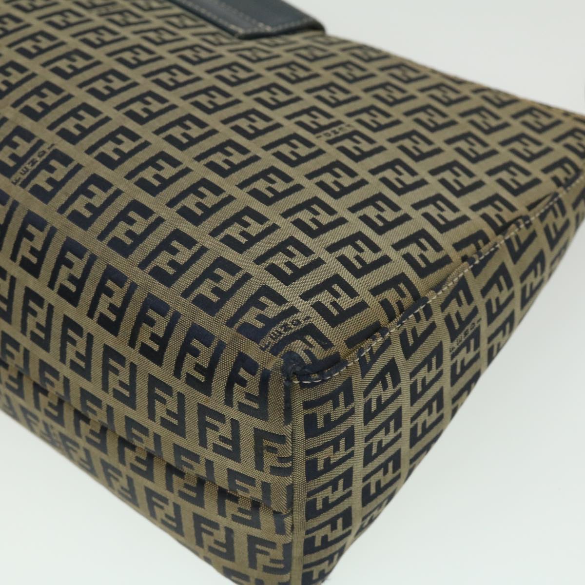 FENDI Zucchino Canvas Mamma Baguette Shoulder Bag Navy bs1329