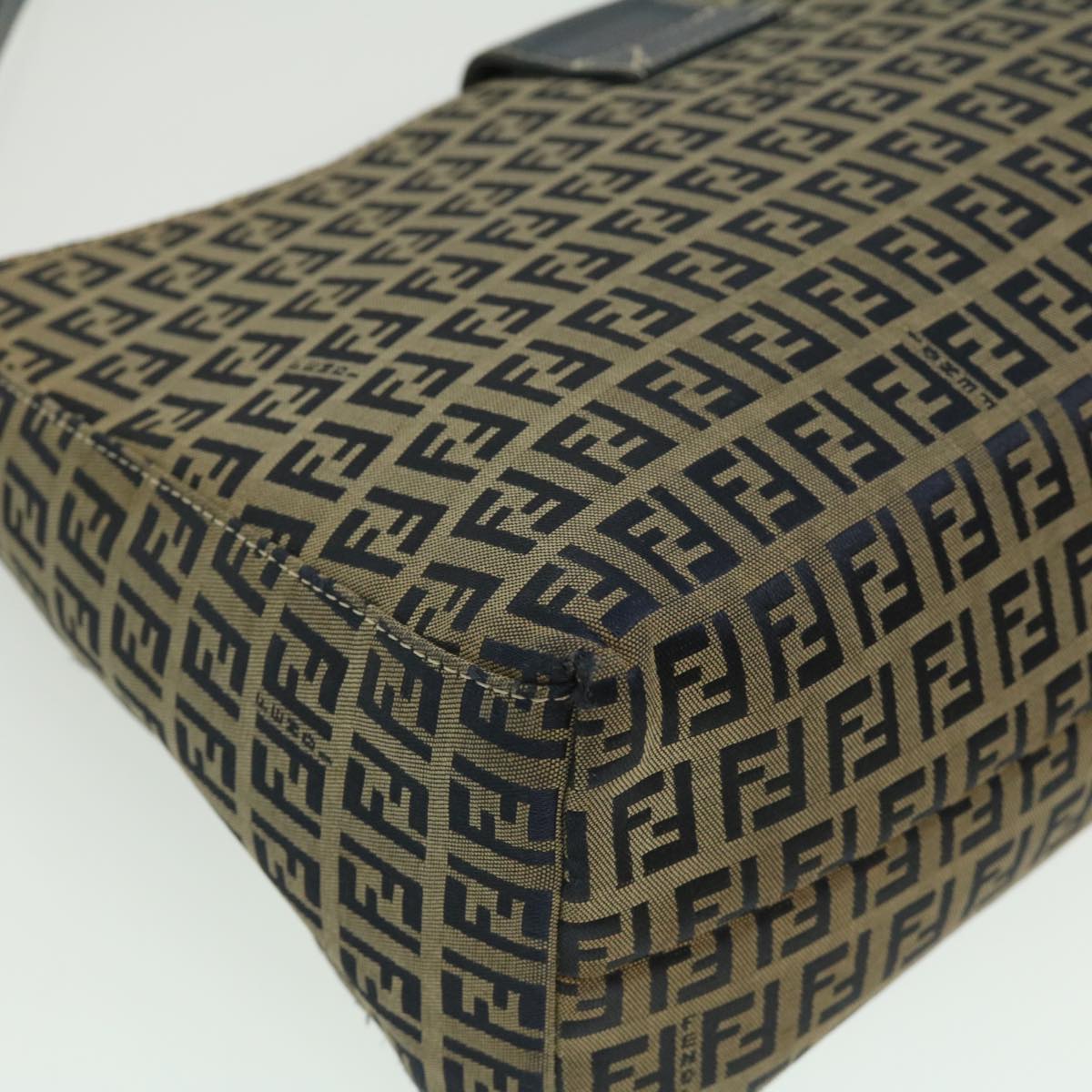 FENDI Zucchino Canvas Mamma Baguette Shoulder Bag Navy bs1329