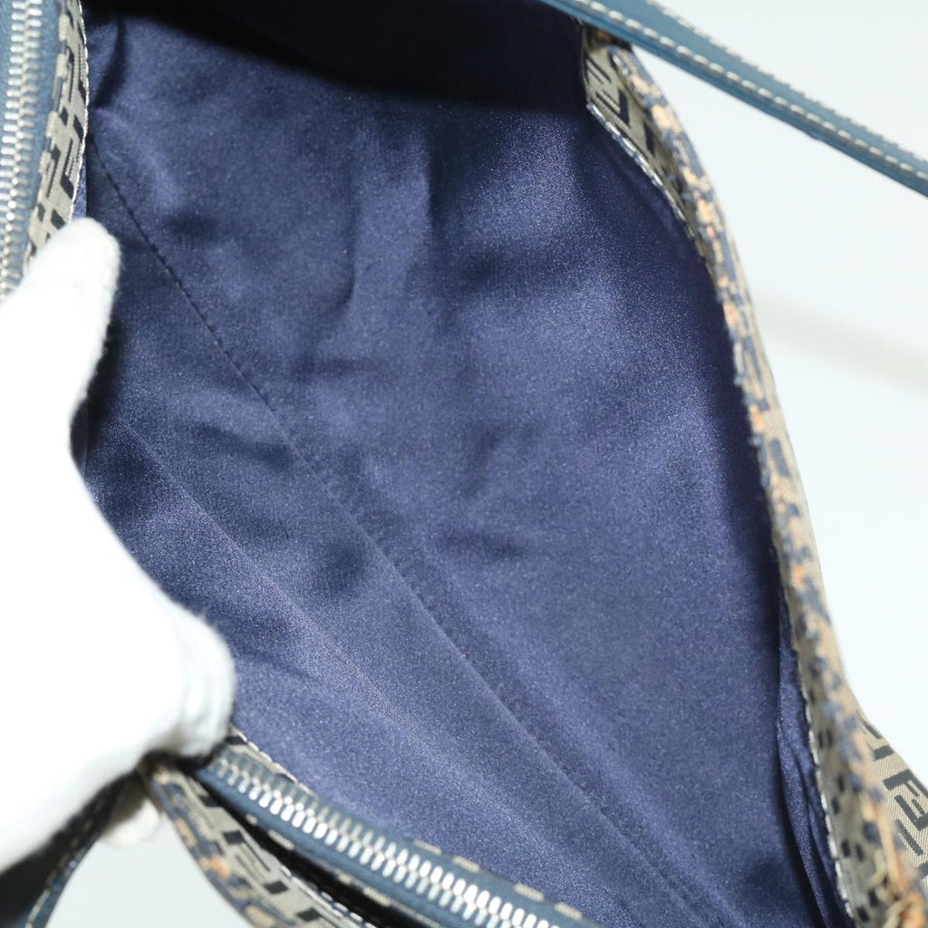 FENDI Zucchino Canvas Mamma Baguette Shoulder Bag Navy bs1329