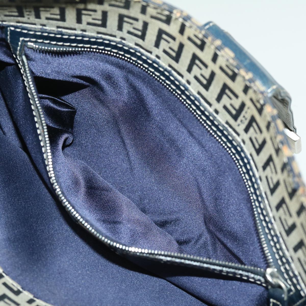 FENDI Zucchino Canvas Mamma Baguette Shoulder Bag Navy bs1329