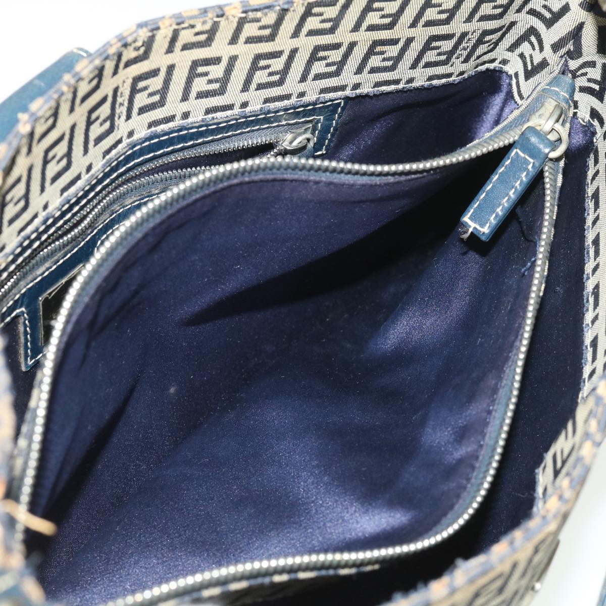 FENDI Zucchino Canvas Mamma Baguette Shoulder Bag Navy bs1329