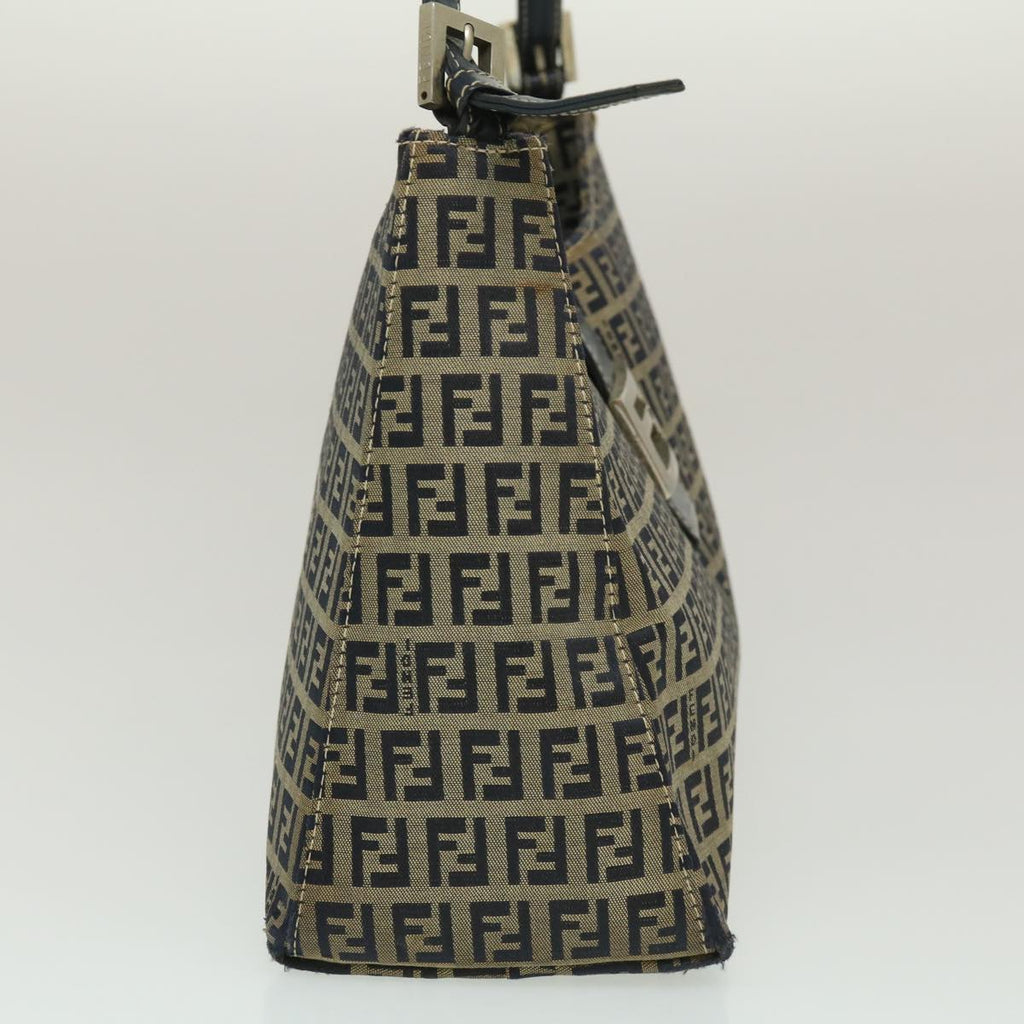 FENDI Zucchino Canvas Mamma Baguette Shoulder Bag Navy bs1329