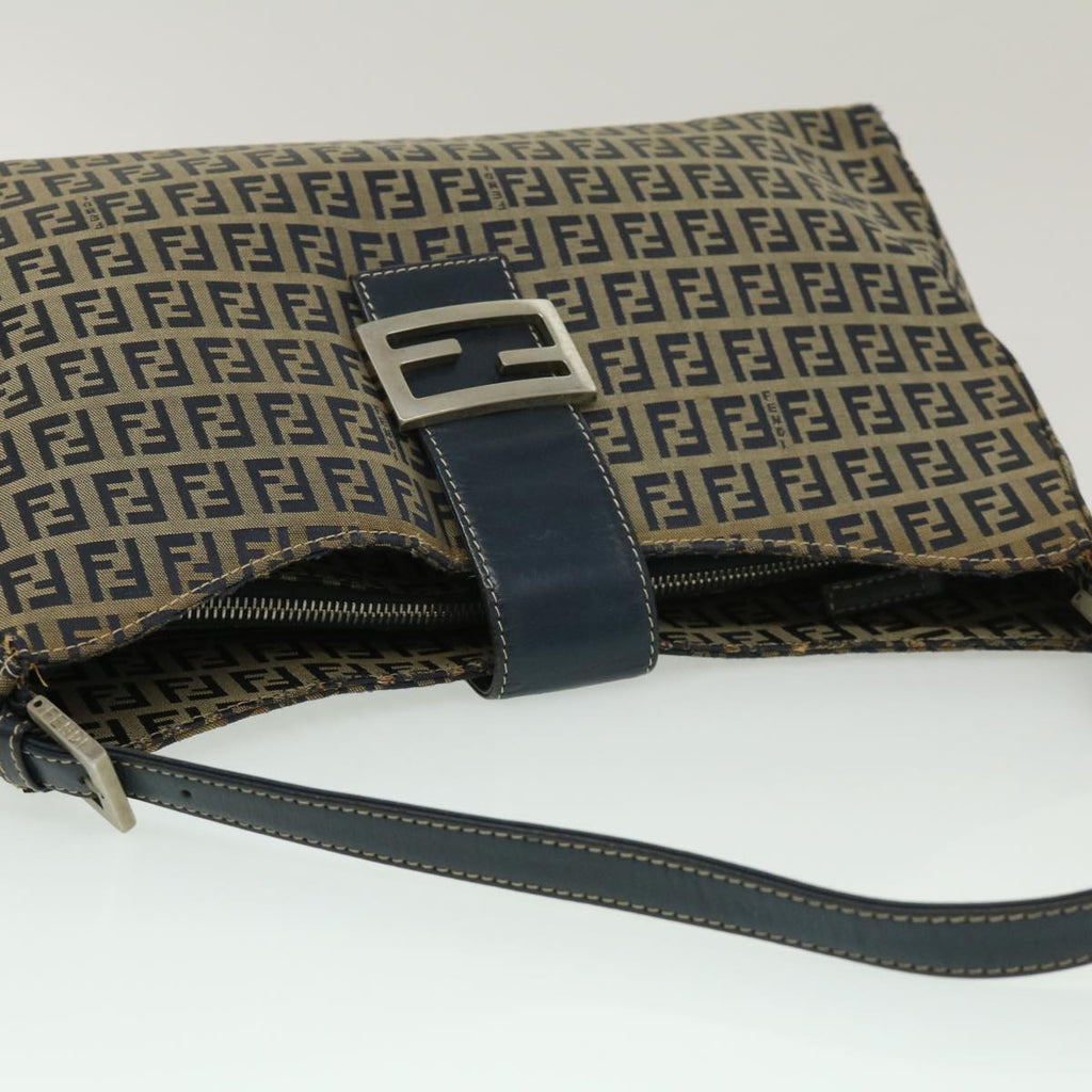 FENDI Zucchino Canvas Mamma Baguette Shoulder Bag Navy bs1329