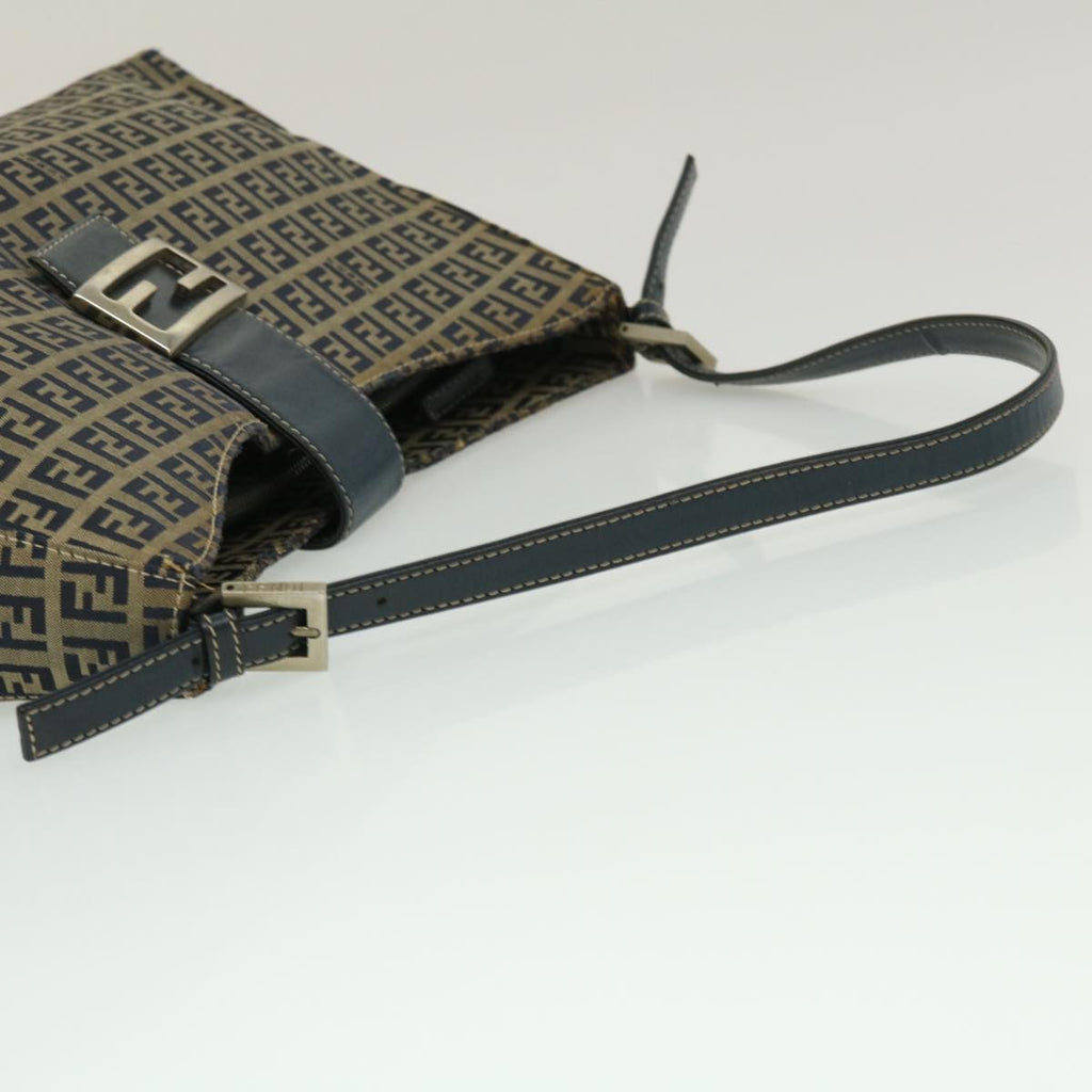 FENDI Zucchino Canvas Mamma Baguette Shoulder Bag Navy bs1329