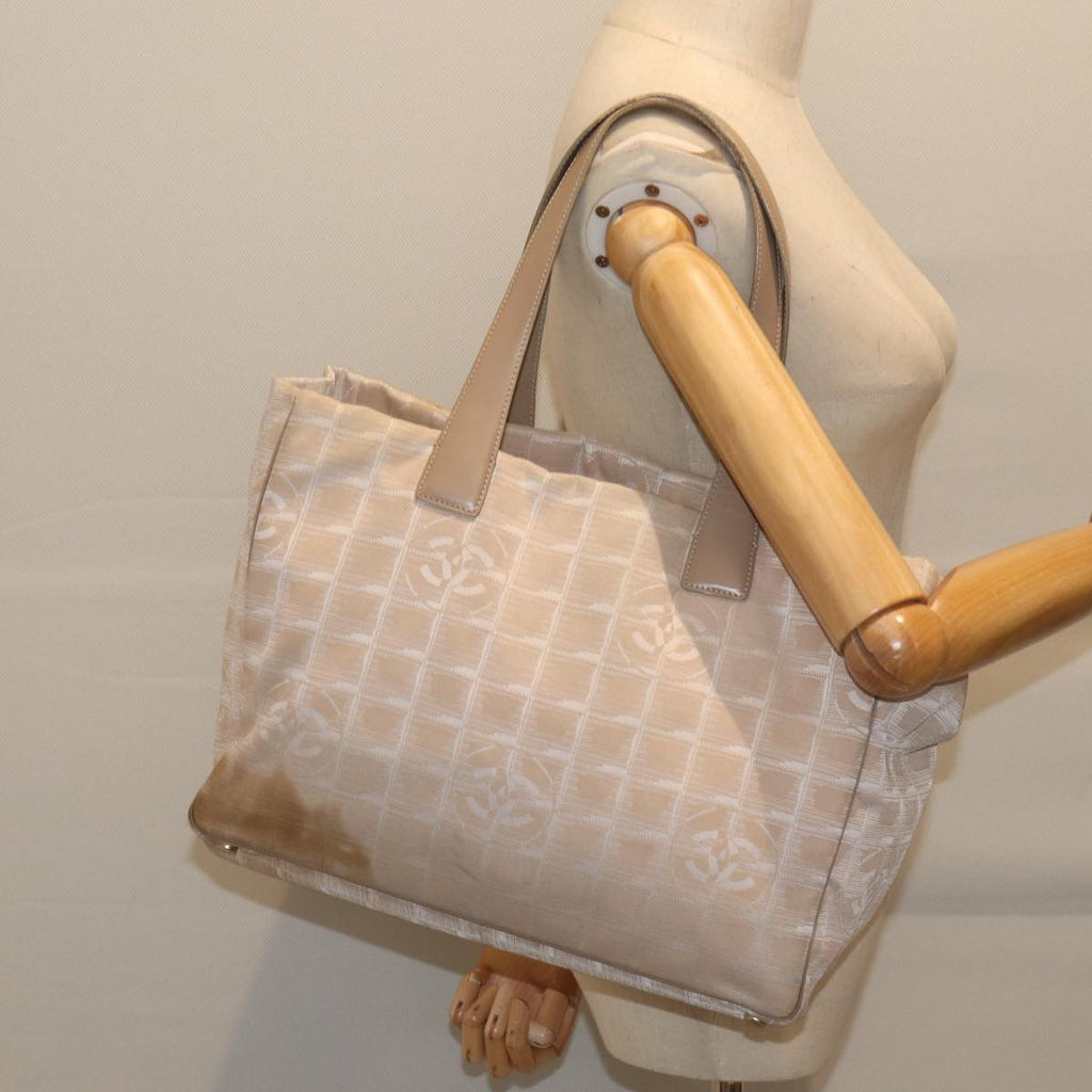 CHANEL New Travel Line Tote Bag Nylon Beige CC bs13324