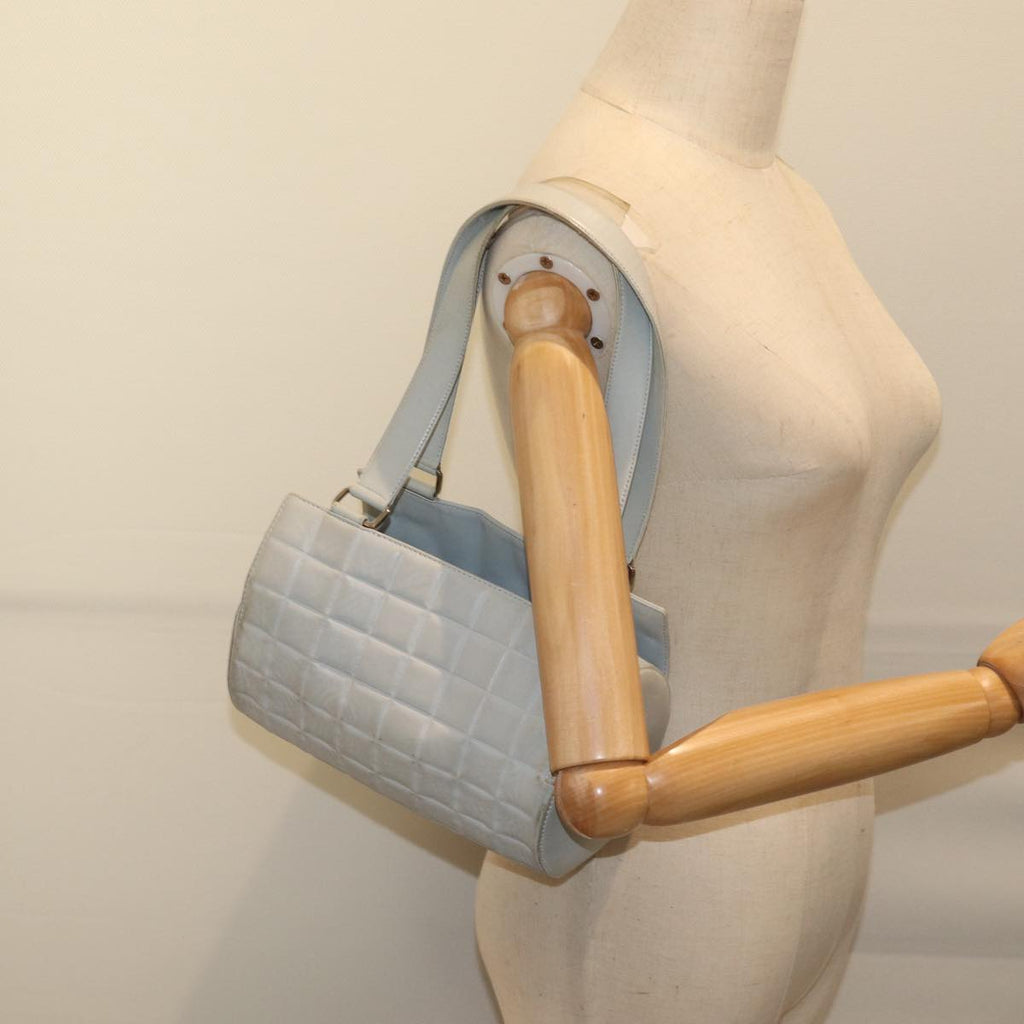CHANEL COCO Mark Choco Bar Shoulder Bag Lamb Skin Blue CC bs13362