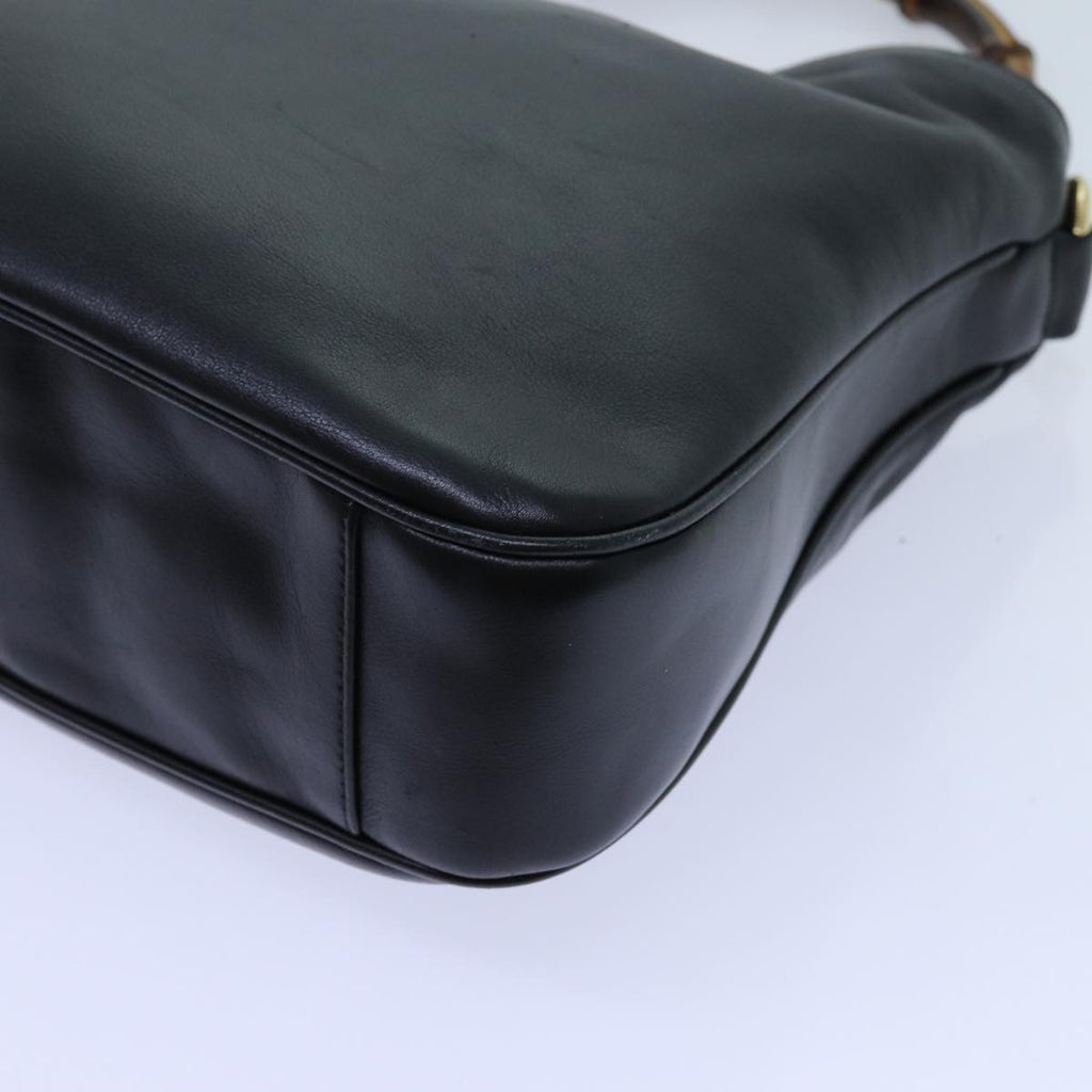 GUCCI Bamboo Shoulder Bag Leather 2way Black 001 1998 1638 bs13384