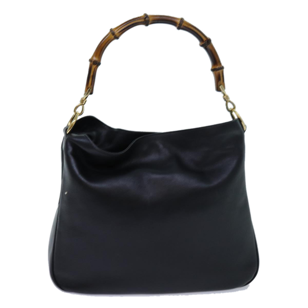 GUCCI Bamboo Shoulder Bag Leather 2way Black 001 1998 1638 bs13384
