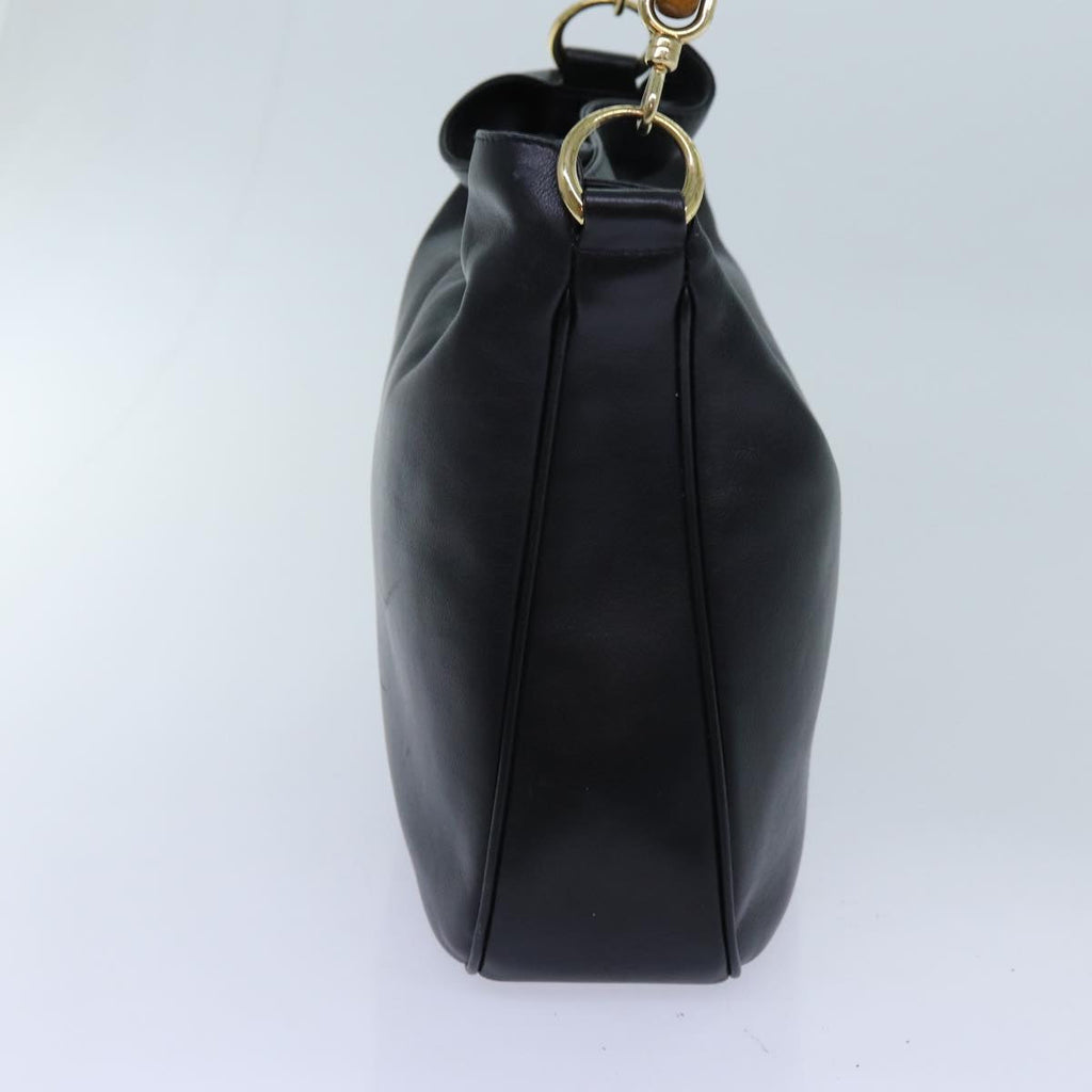GUCCI Bamboo Shoulder Bag Leather 2way Black 001 1998 1638 bs13384