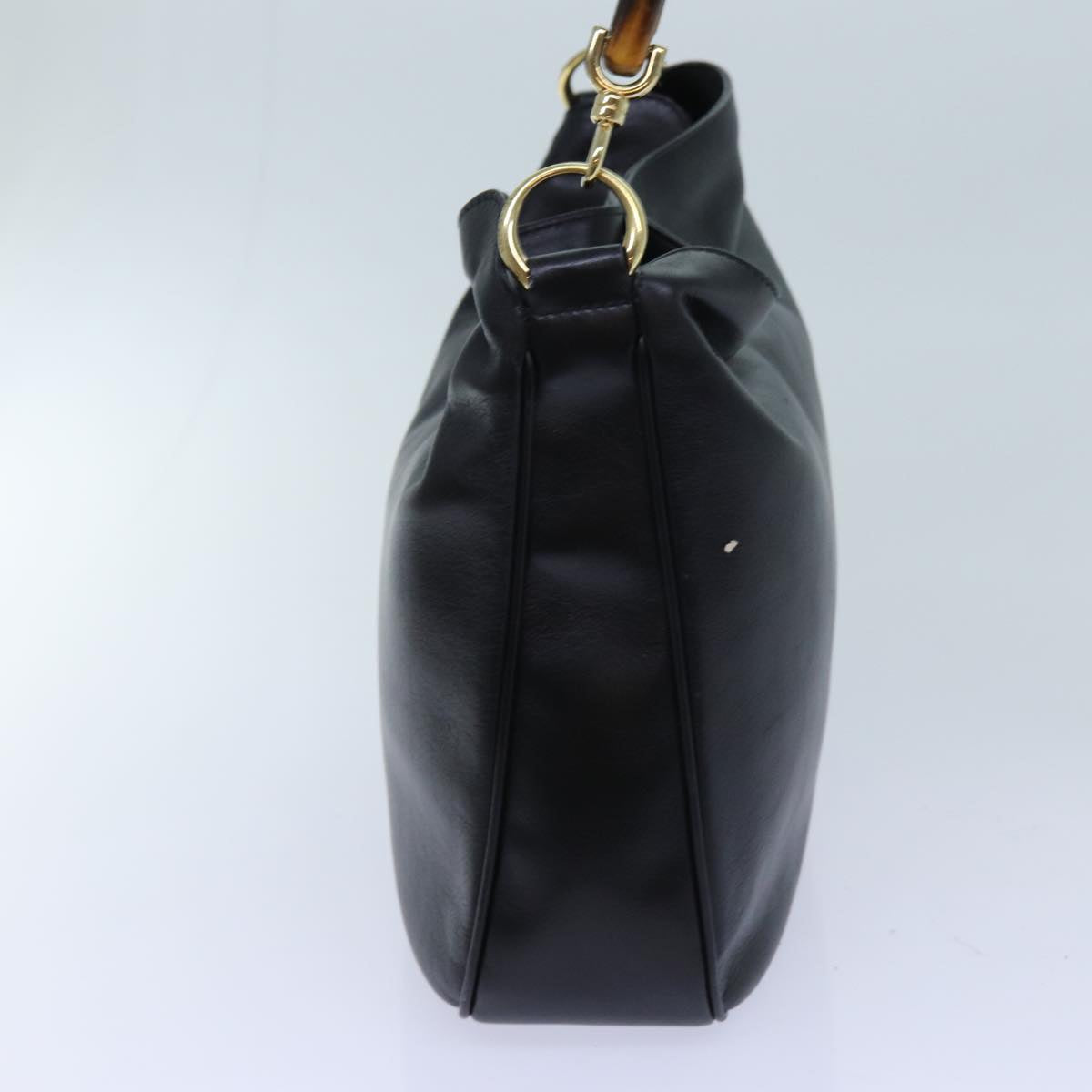 GUCCI Bamboo Shoulder Bag Leather 2way Black 001 1998 1638 bs13384