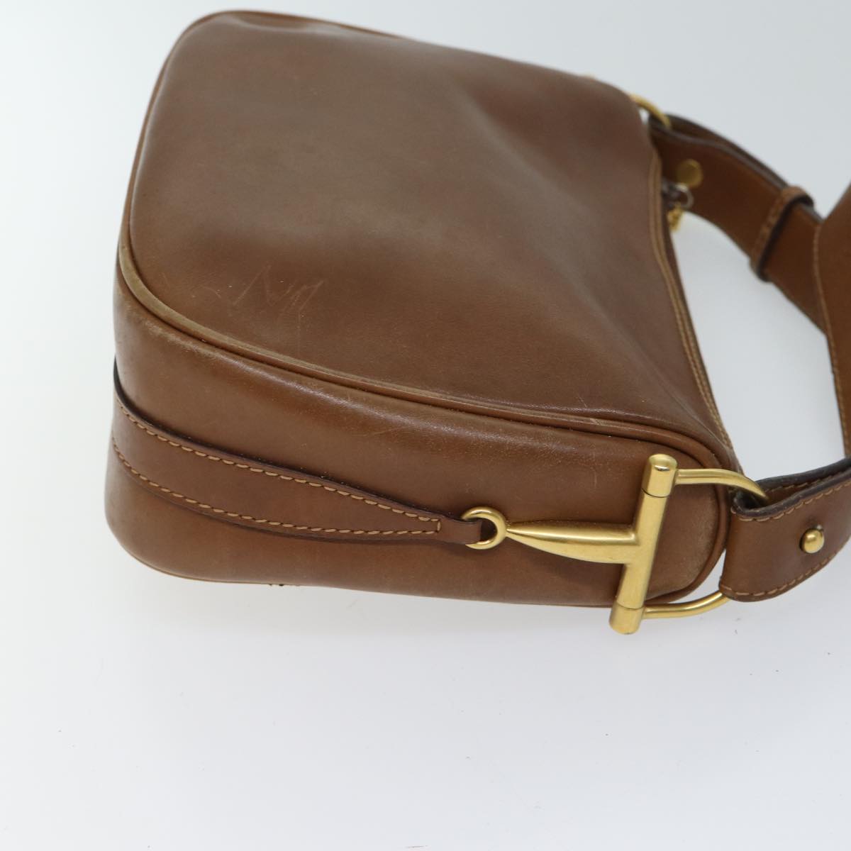 GUCCI Horsebit Shoulder Bag Leather Brown bs13592