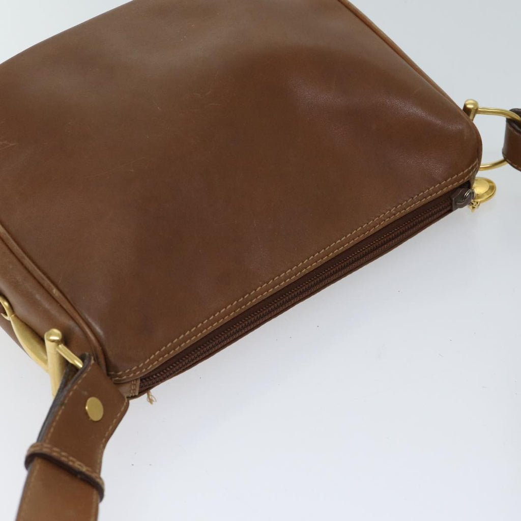 GUCCI Horsebit Shoulder Bag Leather Brown bs13592