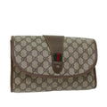 GUCCI GG Canvas Web Sherry Line Clutch Bag PVC Beige Green Red bs13629