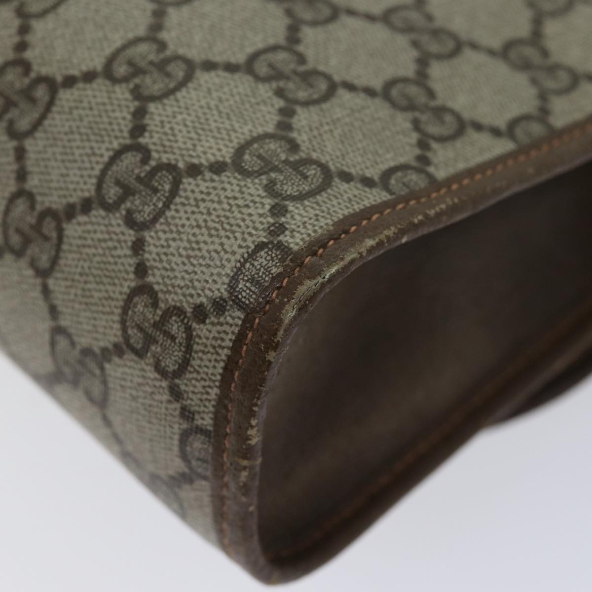 GUCCI GG Canvas Web Sherry Line Clutch Bag PVC Beige Green Red bs13629