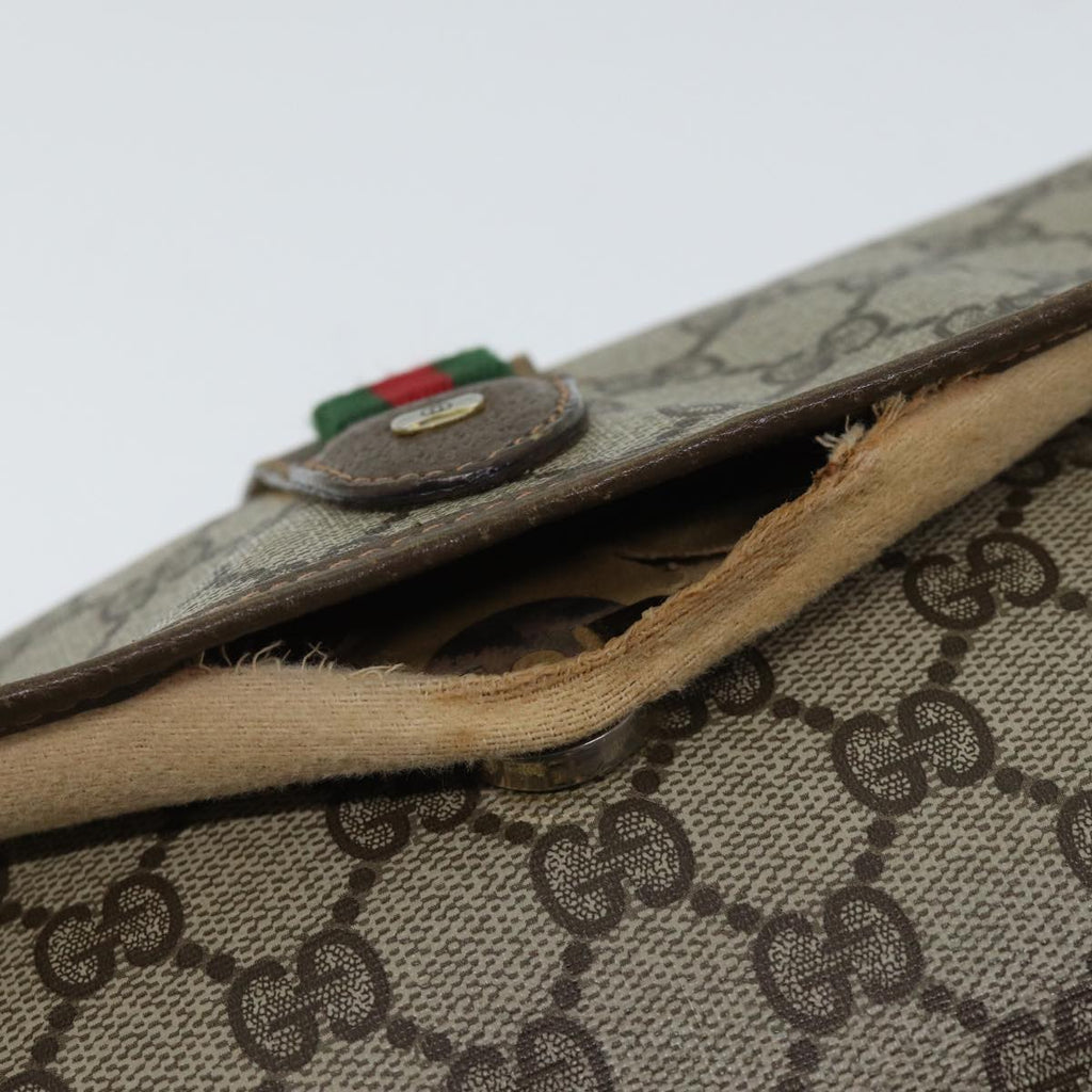 GUCCI GG Canvas Web Sherry Line Clutch Bag PVC Beige Green Red bs13629