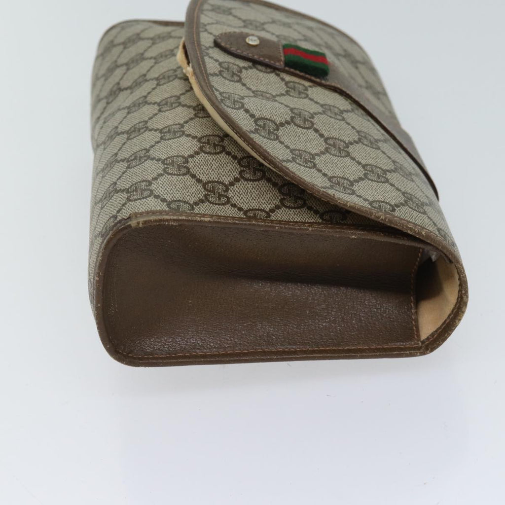 GUCCI GG Canvas Web Sherry Line Clutch Bag PVC Beige Green Red bs13629