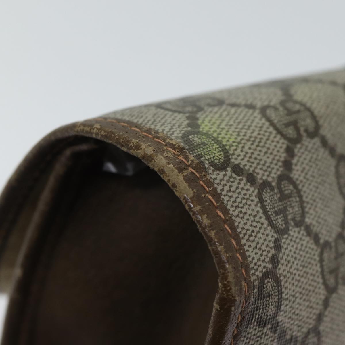 GUCCI GG Canvas Web Sherry Line Clutch Bag PVC Beige Green Red bs13629