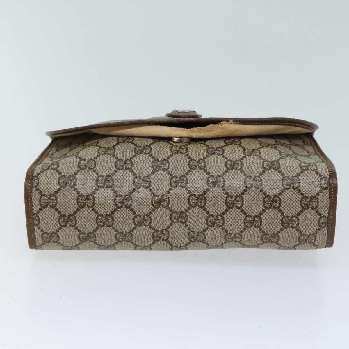 GUCCI GG Canvas Web Sherry Line Clutch Bag PVC Beige Green Red bs13629