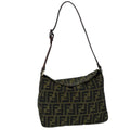 FENDI Zucca Canvas Shoulder Bag Brown Black bs13717