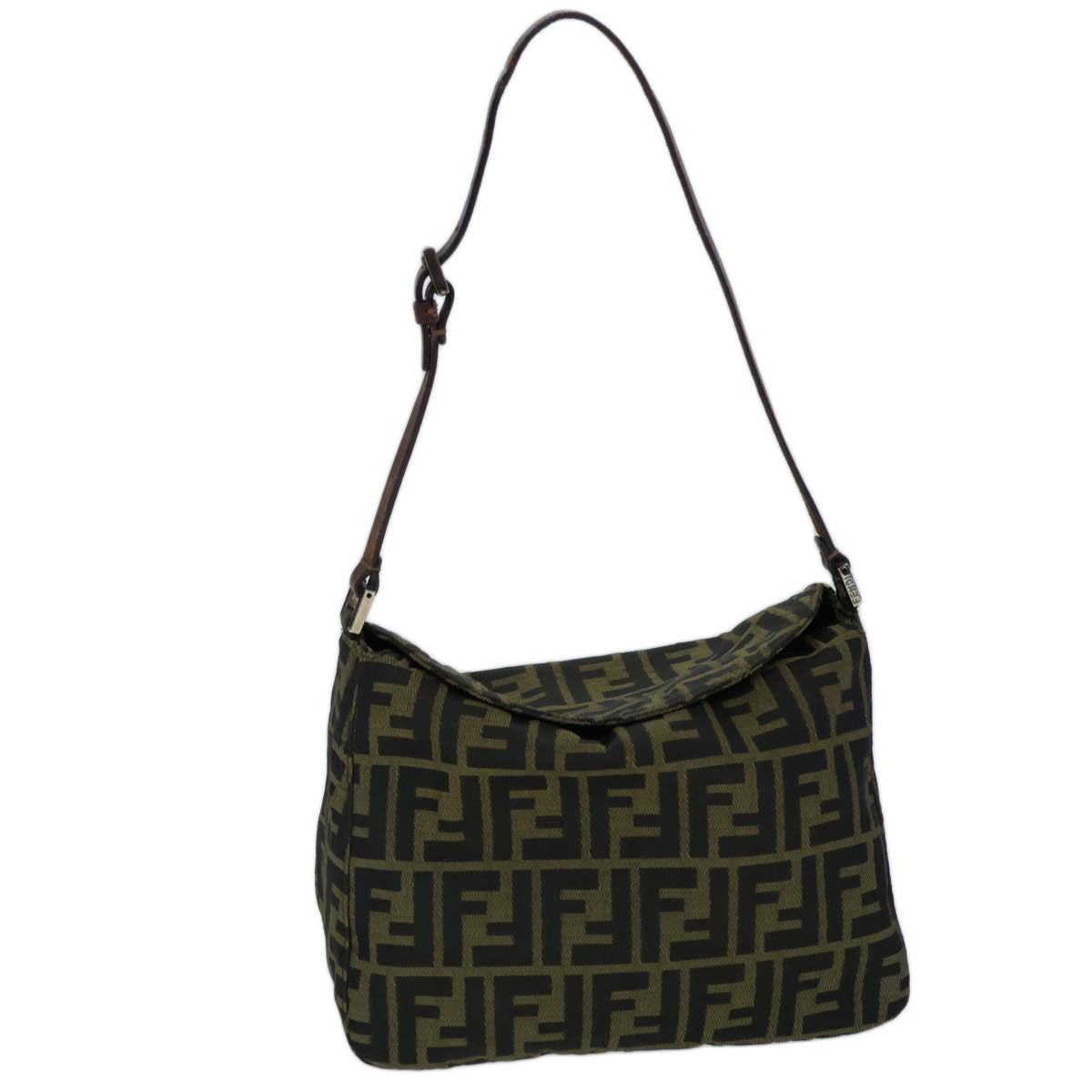 FENDI Zucca Canvas Shoulder Bag Brown Black bs13717