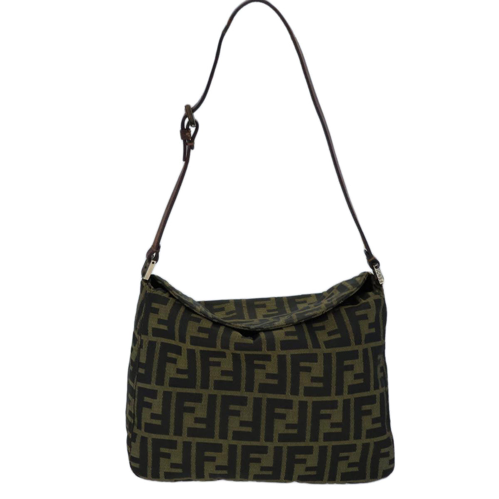 FENDI Zucca Canvas Shoulder Bag Brown Black bs13717
