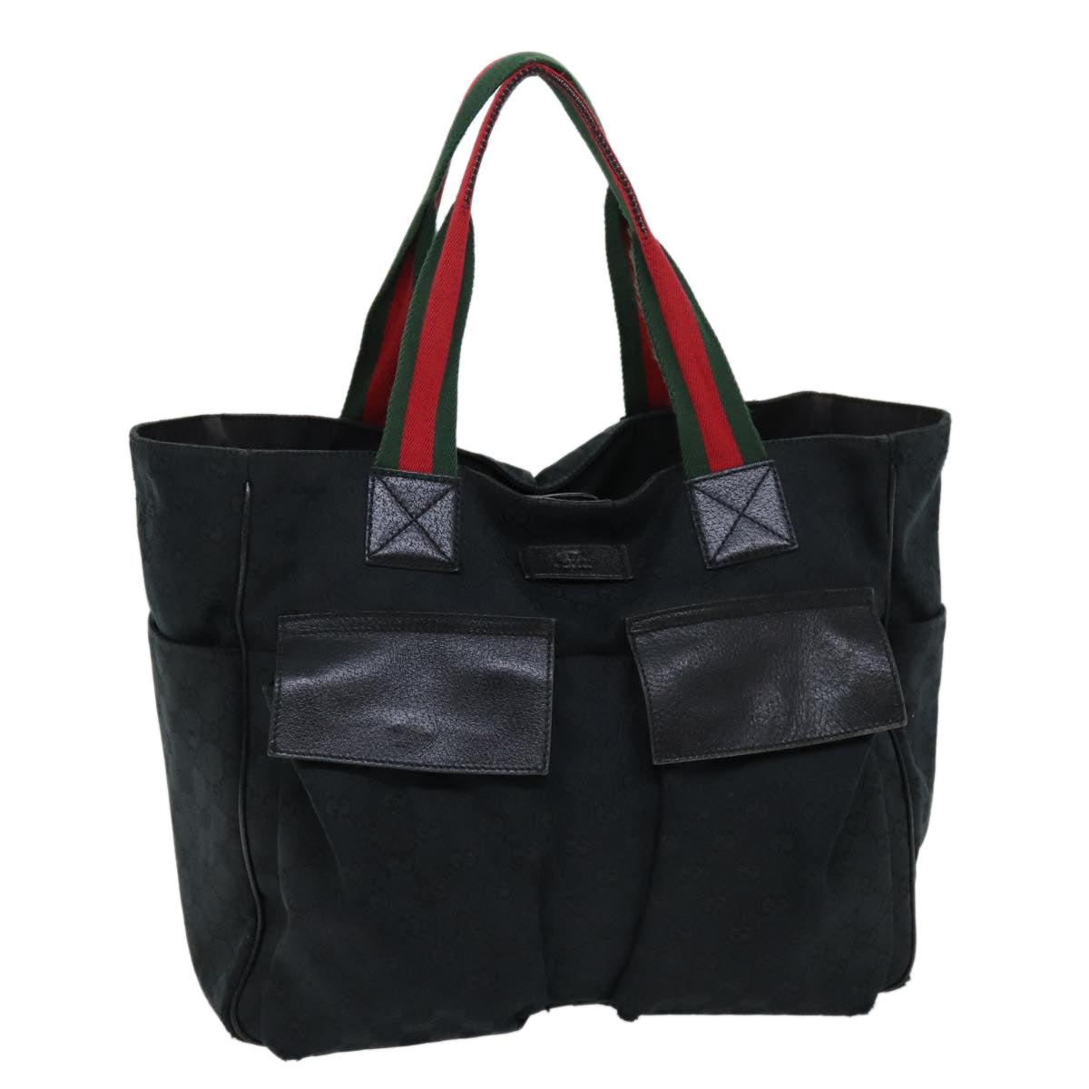 GUCCI GG Canvas Web Sherry Line Tote Bag Red Black Green 161836 bs13728