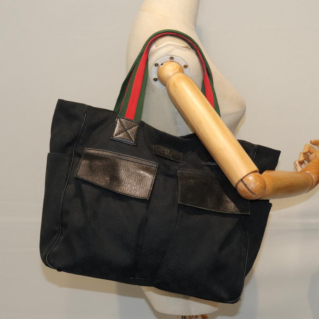 GUCCI GG Canvas Web Sherry Line Tote Bag Red Black Green 161836 bs13728