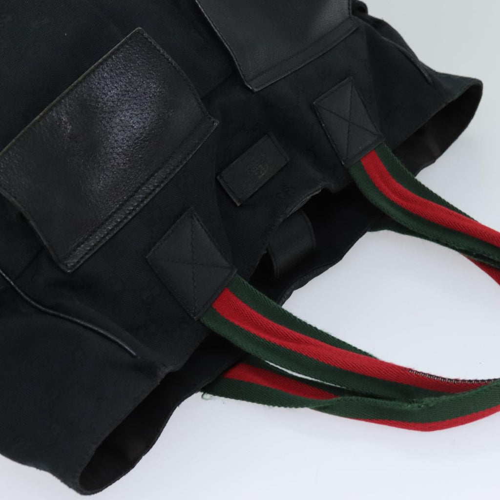 GUCCI GG Canvas Web Sherry Line Tote Bag Red Black Green 161836 bs13728
