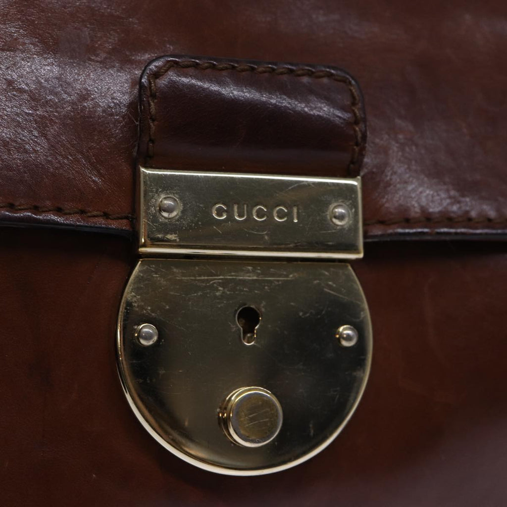 GUCCI Hand Bag Leather Brown 271569 bs13729