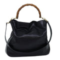 GUCCI Bamboo Hand Bag Leather 2way Black 001 1781 1577 bs13753