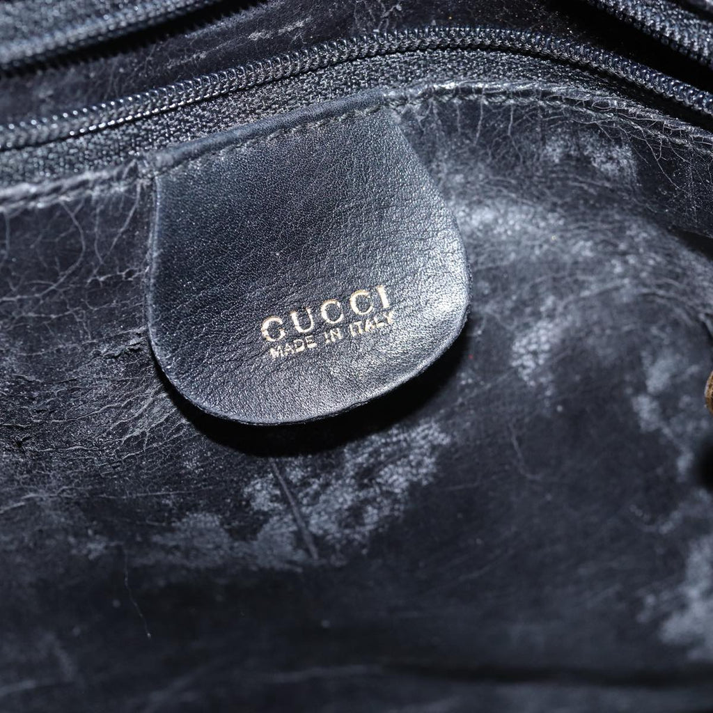 GUCCI Bamboo Hand Bag Leather 2way Black 001 1781 1577 bs13753