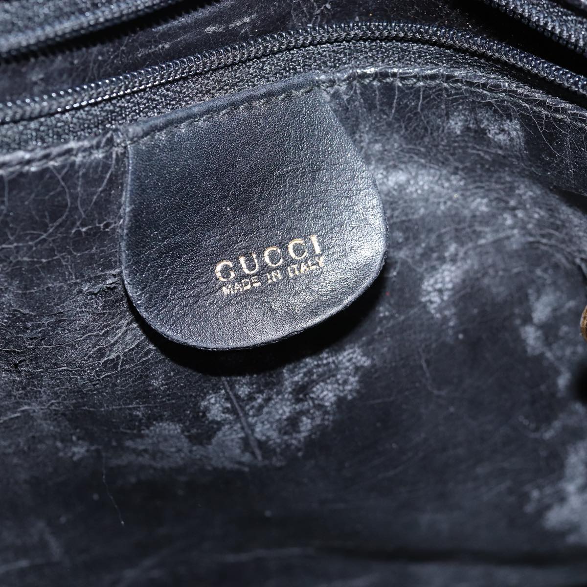 GUCCI Bamboo Hand Bag Leather 2way Black 001 1781 1577 bs13753