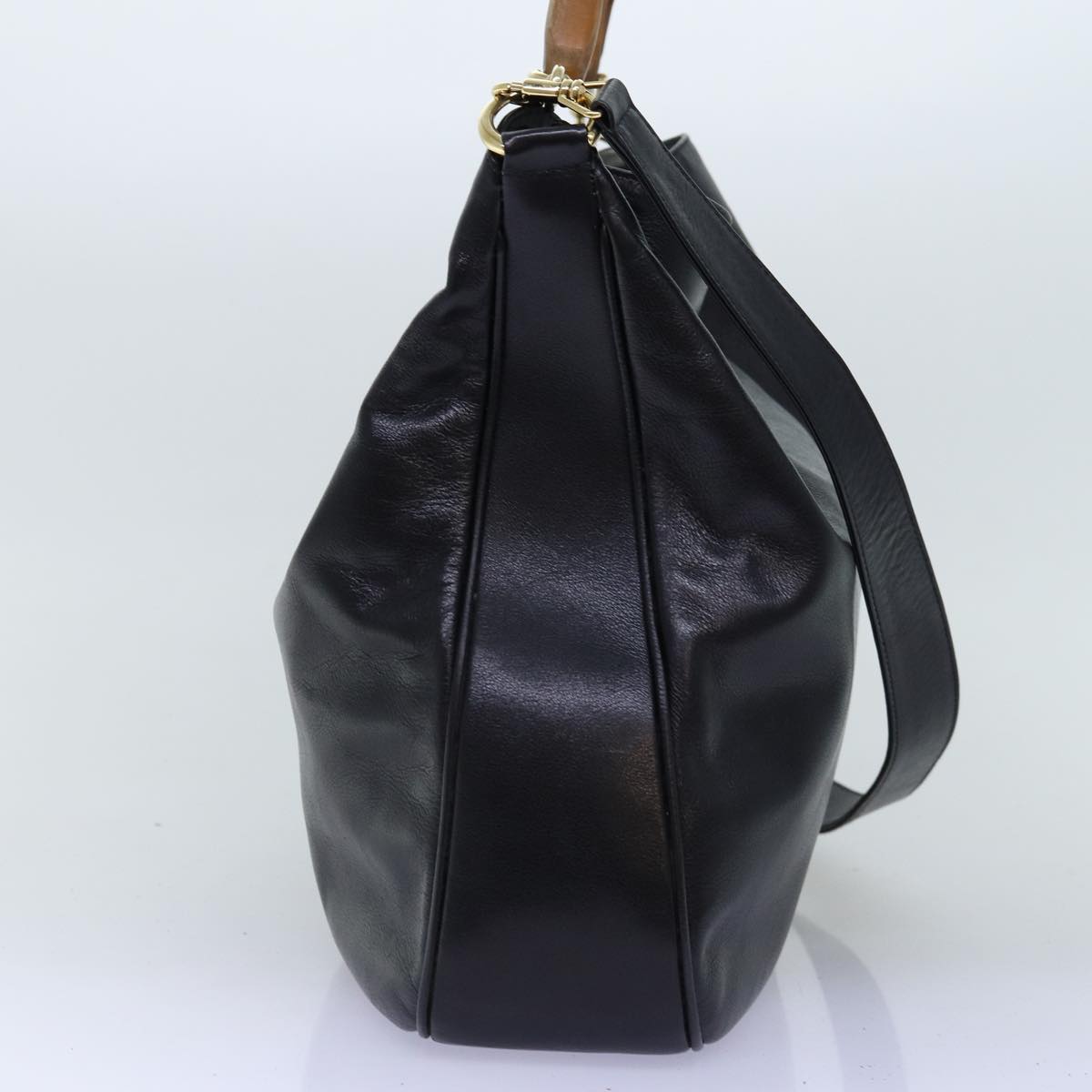 GUCCI Bamboo Hand Bag Leather 2way Black 001 1781 1577 bs13753