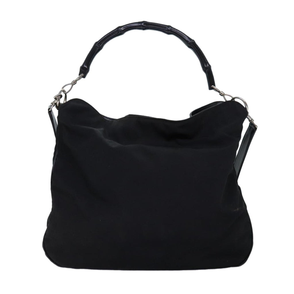GUCCI Bamboo Hand Bag Nylon 2way Black 001 1577 2265 bs13767