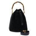 GUCCI Bamboo Hand Bag Suede 2way Black 001 2865 1657 bs13831
