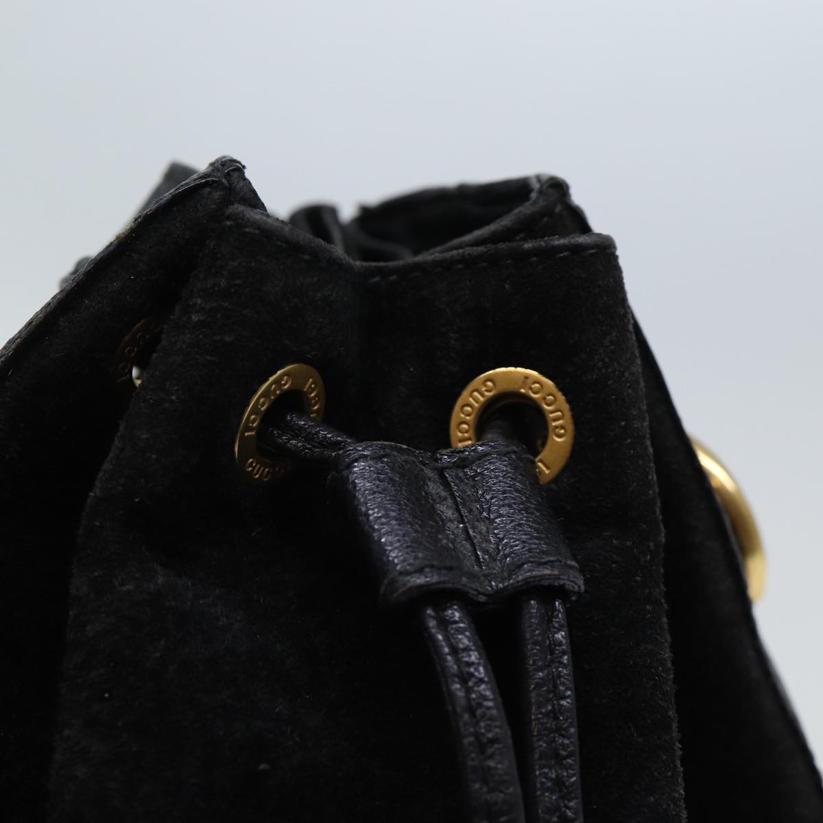 GUCCI Bamboo Hand Bag Suede 2way Black 001 2865 1657 bs13831