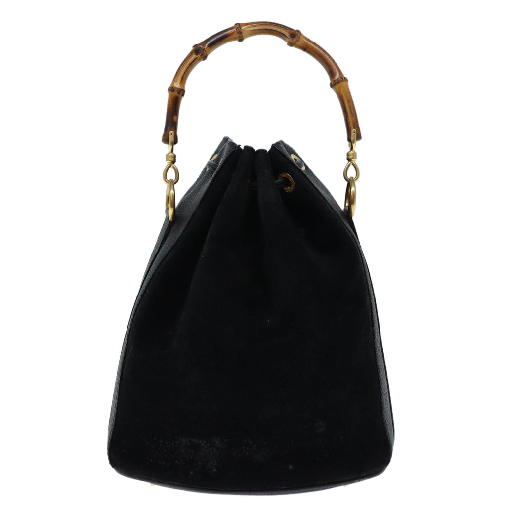 GUCCI Bamboo Hand Bag Suede 2way Black 001 2865 1657 bs13831