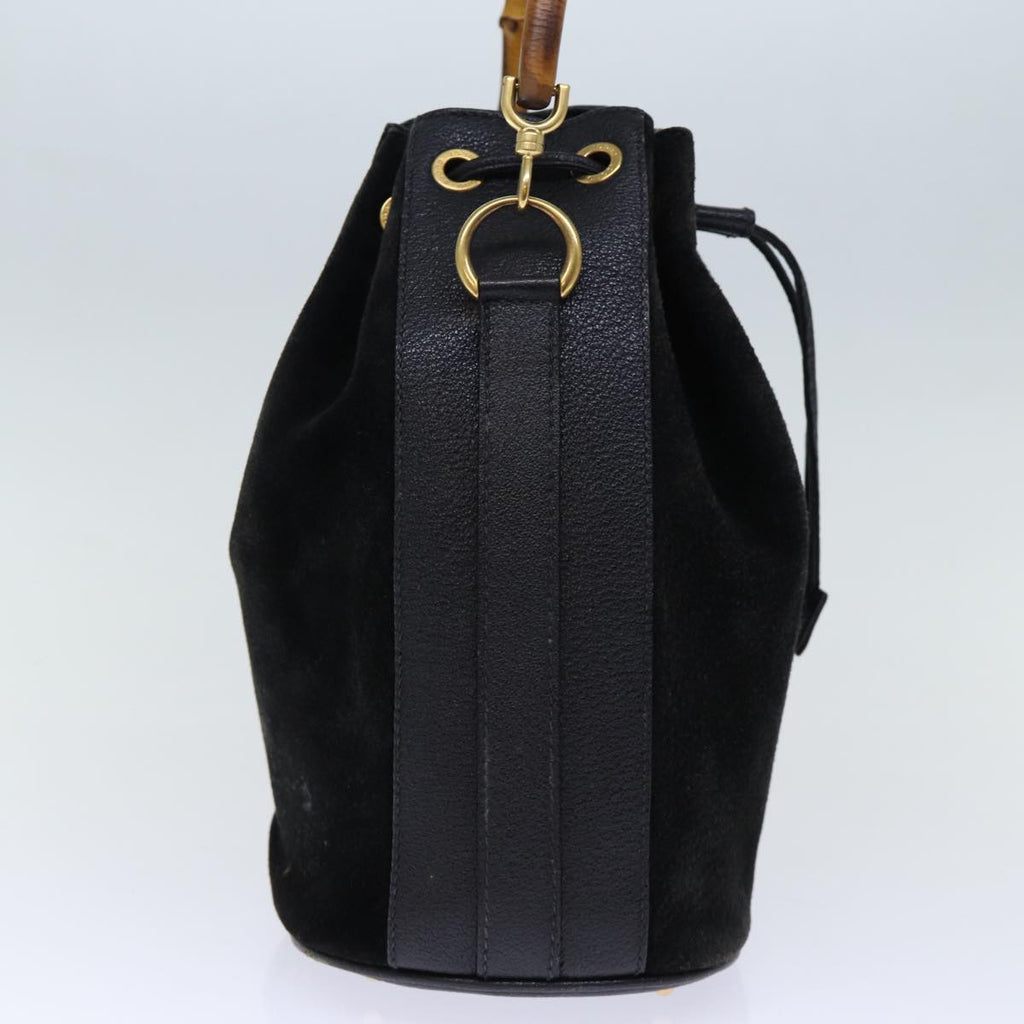 GUCCI Bamboo Hand Bag Suede 2way Black 001 2865 1657 bs13831