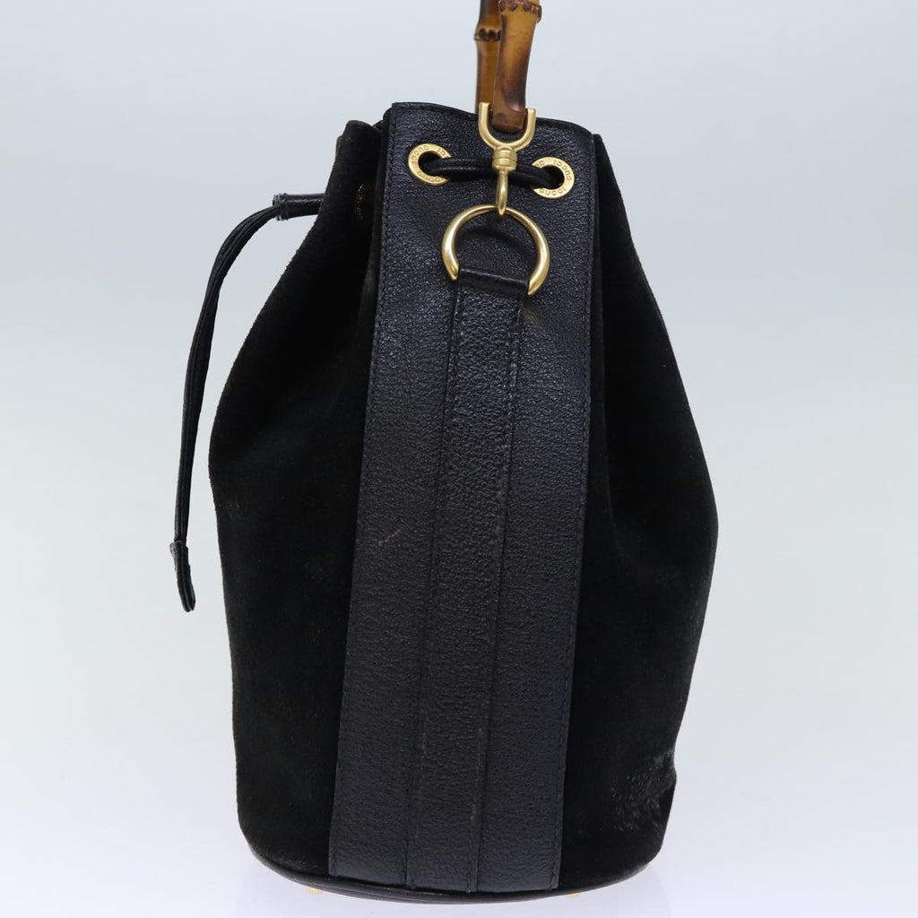 GUCCI Bamboo Hand Bag Suede 2way Black 001 2865 1657 bs13831