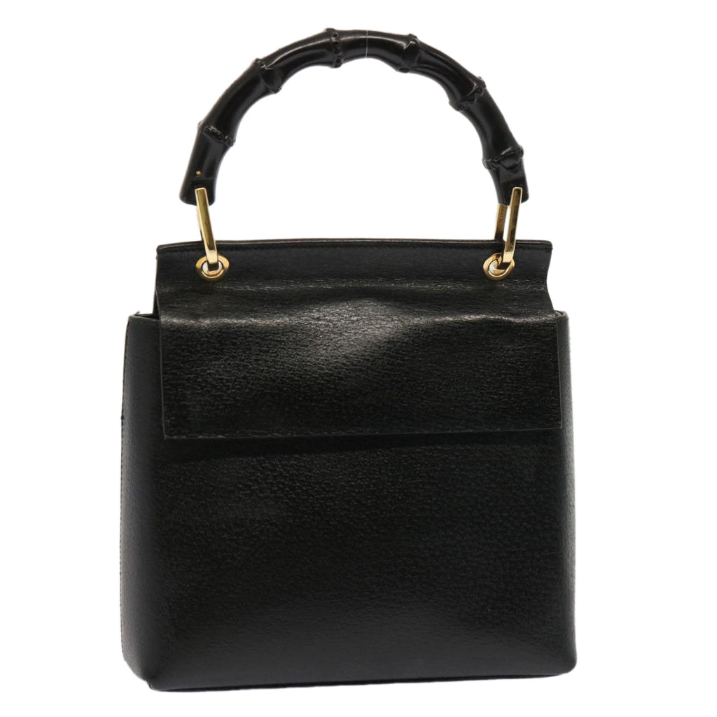 GUCCI Bamboo Hand Bag Leather Black 001 1014 1888 0 bs13845