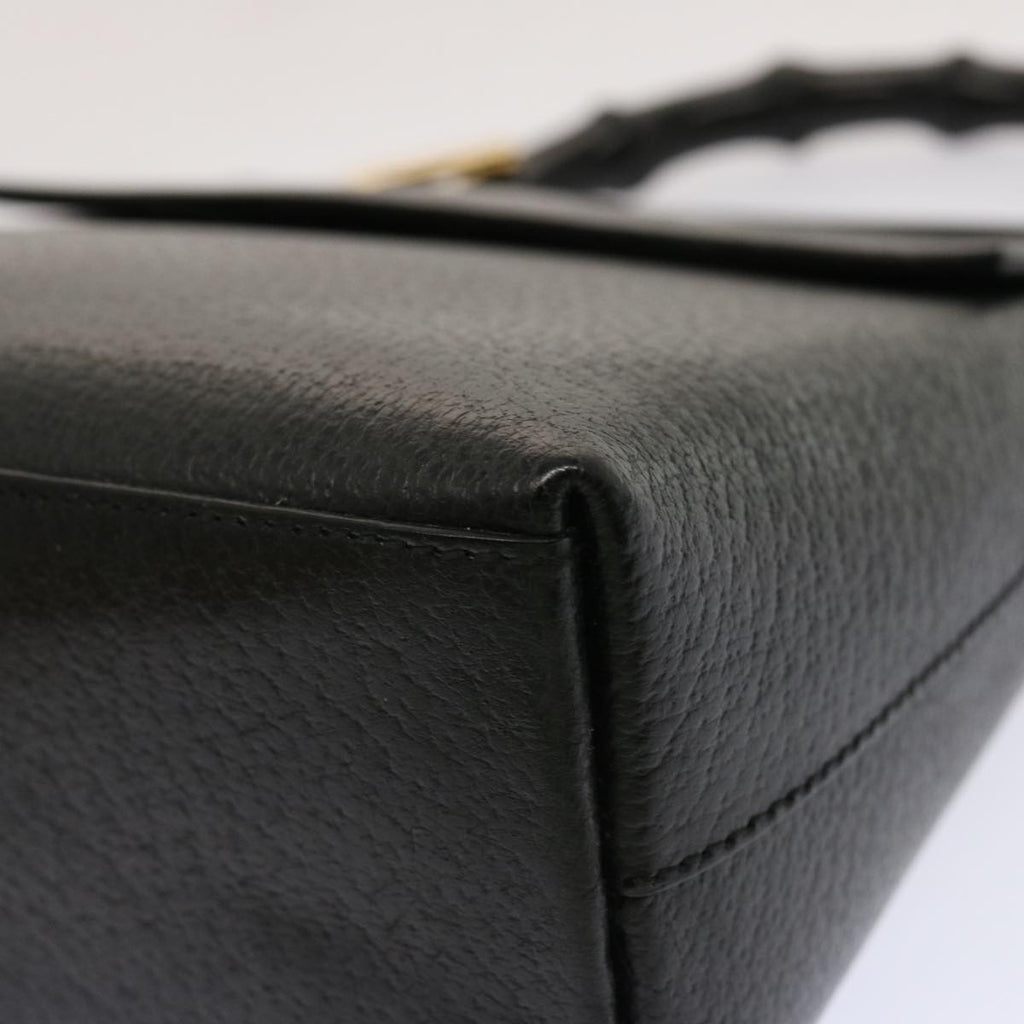 GUCCI Bamboo Hand Bag Leather Black 001 1014 1888 0 bs13845