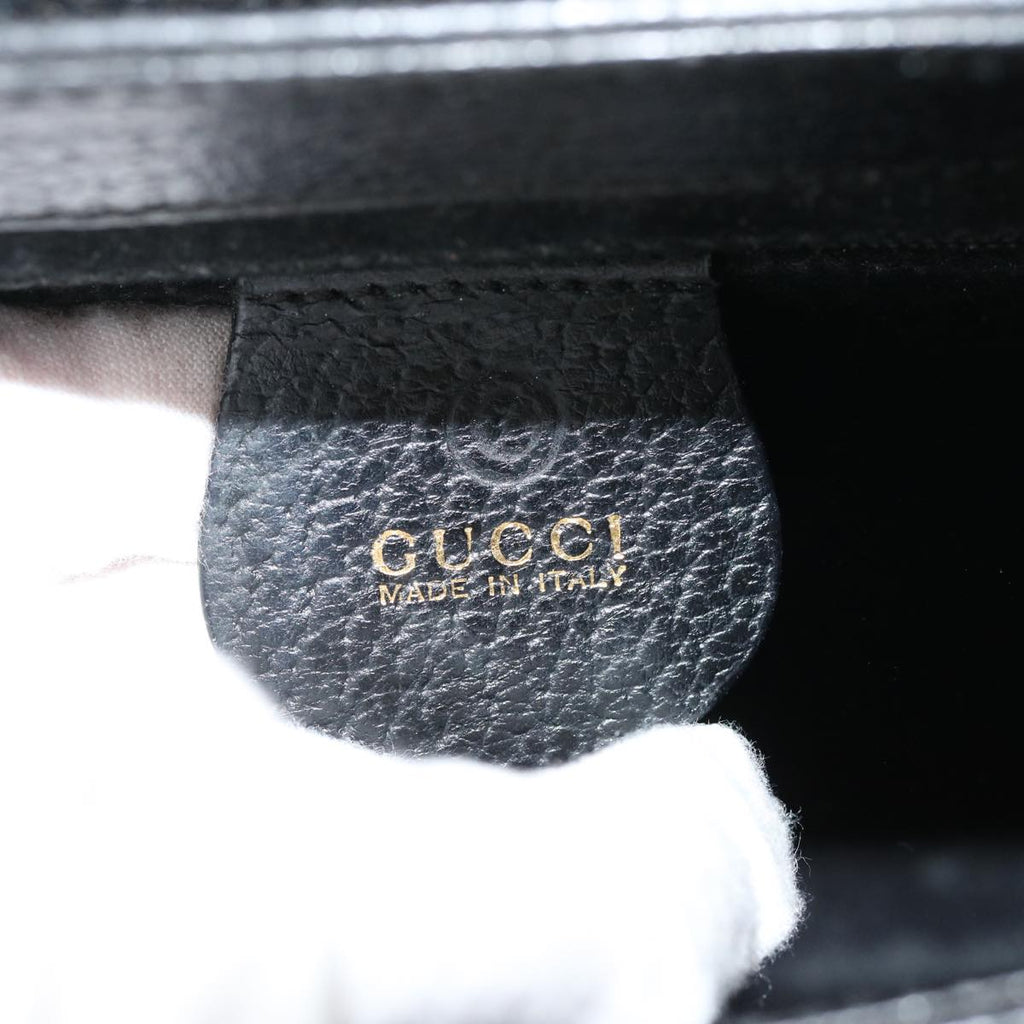 GUCCI Bamboo Hand Bag Leather Black 001 1014 1888 0 bs13845