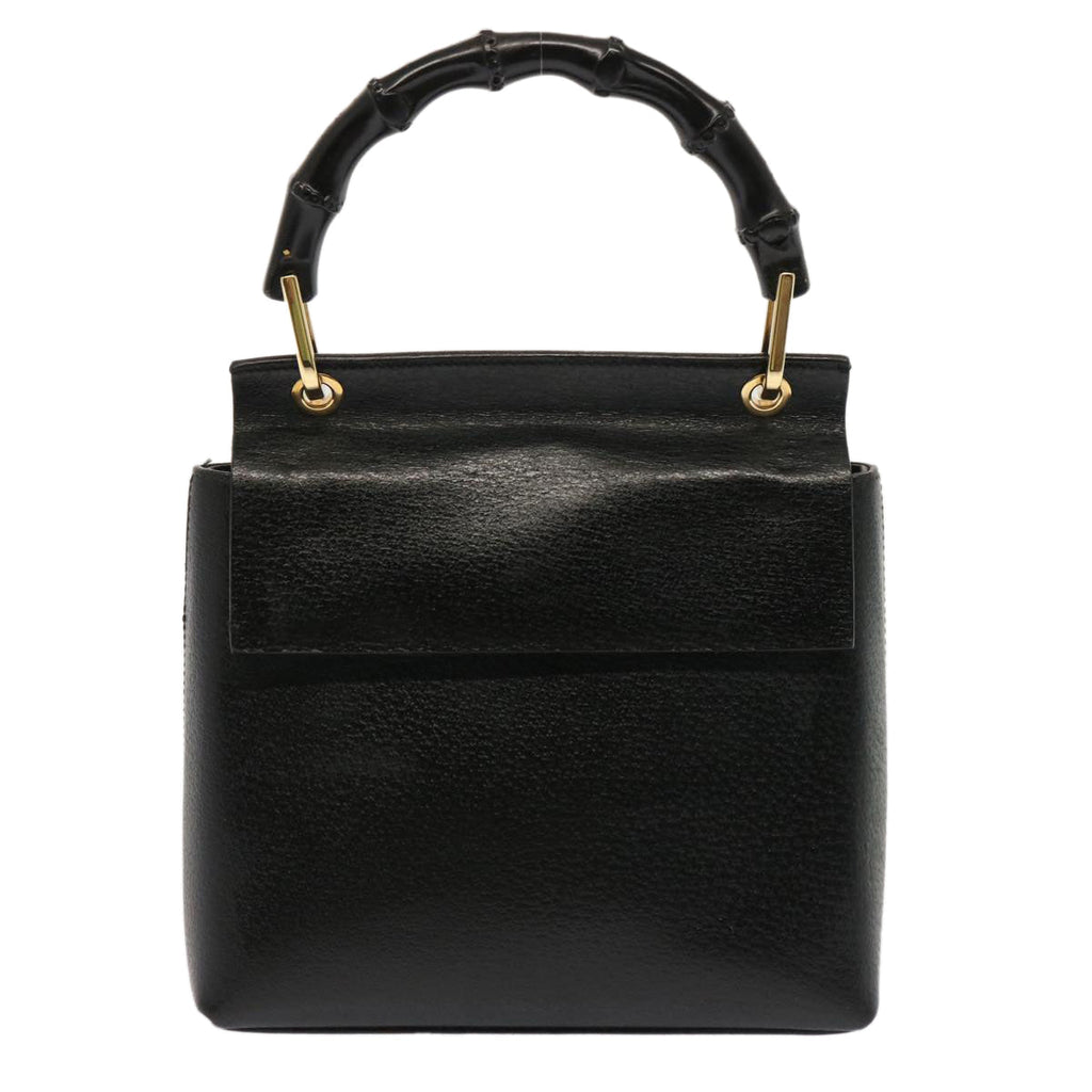 GUCCI Bamboo Hand Bag Leather Black 001 1014 1888 0 bs13845